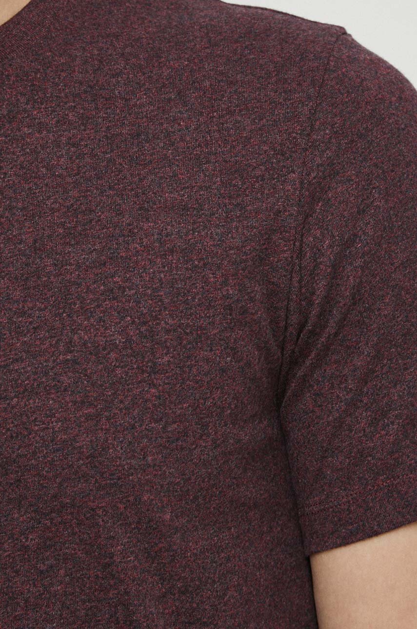 T-shirt męski z melanżowej dzianiny kolor bordowy Męski