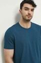 T-shirt bawełniany męski wzorzysty z domieszką elastanu kolor zielony turkusowy RW23.TSM060