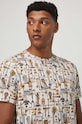 T-shirt bawełniany męski wzorzysty kolor beżowy beżowy RW23.TSM108
