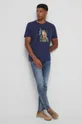 T-shirt bawełniany męski z kolekcji na Dzień Psa kolor granatowy 100 % Bawełna