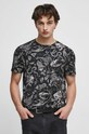 T-shirt bawełniany męski wzorzysty kolor czarny czarny RW23.TSM403