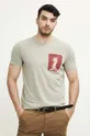 T-shirt bawełniany męski z kolekcji Graficzny Atlas Zwierząt kolor beżowy 100 % Bawełna