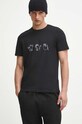T-shirt bawełniany męski z nadrukiem kolor czarny okrągły czarny RW23.TSM583