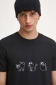 T-shirt bawełniany męski z nadrukiem kolor czarny czarny RW23.TSM583