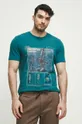 T-shirt bawełniany z kolekcji Science kolor zielony Męski