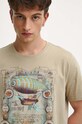 T-shirt bawełniany męski z nadrukiem kolor beżowy beżowy RW23.TSM800