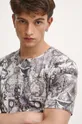 beżowy T-shirt bawełniany męski wzorzysty kolor beżowy