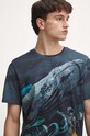 T-shirt bawełniany męski wzorzysty kolor granatowy granatowy RW23.TSM805