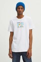 T-shirt bawełniany męski z domieszką elastanu z nadrukiem kolor biały biały RW23.TSM910