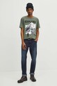 T-shirt bawełniany męski z domieszką elastanu z nadrukiem kolor zielony RW23.TSM913 zielony RW23