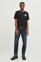 T-shirt bawełniany męski z domieszką elastanu z nadrukiem kolor czarny RW23.TSM917 czarny RW23