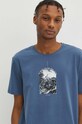 T-shirt bawełniany męski z domieszką elastanu z nadrukiem kolor niebieski niebieski RW23.TSM918
