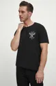 T-shirt bawełniany męski z domieszką elastanu z nadrukiem kolor czarny 95 % Bawełna, 5 % Elastan 