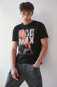 T-shirt bawełniany męski Mad Max kolor czarny okrągły czarny RW23.TSM961