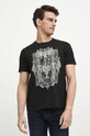 T-shirt bawełniany męski z nadrukiem kolor czarny czarny RW23.TSMA10