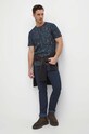 Bavlnené tričko pánske so vzorom tmavomodrá farba RW23.TSMA22 tmavomodrá RW23