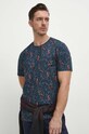 Bavlnené tričko pánske so vzorom tmavomodrá farba tmavomodrá RW23.TSMA22
