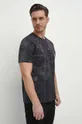 czarny T-shirt bawełniany męski wzorzysty kolor czarny