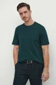 zielony T-shirt bawełniany męski z fakturą kolor zielony