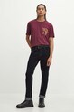 T-shirt bawełniany męski z domieszką elastanu z nadrukiem kolor bordowy RW23.TSMC12 bordowy RW23
