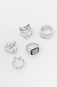 Pierścionki damskie z ozdobnymi elementami (5-pack) kolor srebrny 5-pack srebrny RW24.AKD510