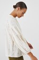 Bluzka lniana damska oversize z fakturą kolor beżowy beżowy RW24.BDD570