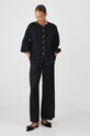 Bluzka lniana damska oversize z fakturą kolor czarny RW24.BDD570 czarny RW24