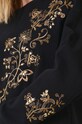 Bluza damska z ozdobnym haftem w kwiaty kolor czarny RW24.BLD801
