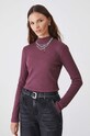 Longsleeve damski prążkowany kolor fioletowy fioletowy RW24.BUD051