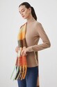 Longsleeve z domieszką wełny damski z golfem kolor beżowy z elastanem beżowy RW24.BUD700