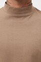 Longsleeve bawełniany męski z domieszką elastanu gładki kolor brązowy RW24.BUM060 brązowy