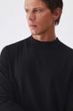 Longsleeve bawełniany męski z domieszką elastanu gładki kolor czarny czarny RW24.BUM060