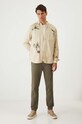 Bavlnené tričko s dlhým rukávom pánske hladké béžová farba RW24.BUM300 béžová RW24