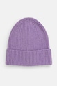 Czapka damska beanie prążkowana kolor fioletowy średniej grubości fioletowy RW24.CAD052
