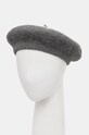 Beret wełniany damski z ozdobną aplikacją kolor szary szary RW24.CAD401