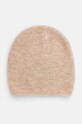 Čiapka s prímesou vlny dámska béžová farba stredne hrubá béžová RW24.CAD506