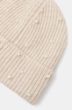 Akcesoria Czapka z domieszką wełny damska beanie z aplikacją kolor beżowy RW24.CAD600 beżowy