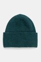 Czapka z domieszką wełny owczej i wełny alpaki beanie kolor turkusowy średniej grubości turkusowy RW24.CAD700