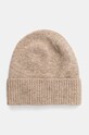 Czapka z domieszką wełny damski beanie kolor beżowy średniej grubości beżowy RW24.CAD701