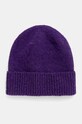 Czapka z domieszką wełny damska beanie kolor fioletowy średniej grubości fioletowy RW24.CAD701