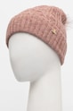 Akcesoria Czapka z domieszką wełny damski beanie z pomponem kolor różowy RW24.CAD811 różowy
