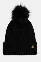 Czapka z domieszką wełny damska beanie z pomponem kolor czarny gruba czarny RW24.CAD811