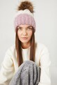 Czapka damska beanie z pomponem kolor różowy pozostałe różowy RW24.CAD901