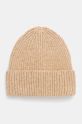 Czapka damska beanie z aplikacją kolor beżowy średniej grubości beżowy RW24.CAD904