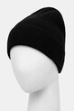 Akcesoria Czapka z wełny merino męska beanie prążkowana kolor czarny RW24.CAM802 czarny