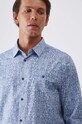 Koszula bawełniana męska z kołnierzykiem klasycznym wzorzysta kolor niebieski RW24-KDM061 niebieski