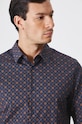 Koszula męska z kołnierzykiem klasycznym wzorzysta kolor granatowy granatowy RW24.KDM801