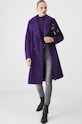 Płaszcz damski dwurzędowy z fakturą kolor fioletowy RW24.KPD501 fioletowy RW24