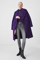 Płaszcz damski dwurzędowy z fakturą kolor fioletowy fioletowy RW24.KPD501