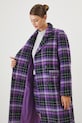 Płaszcz z domieszką wełny damski w kratę kolor multicolor RW24.KPD502